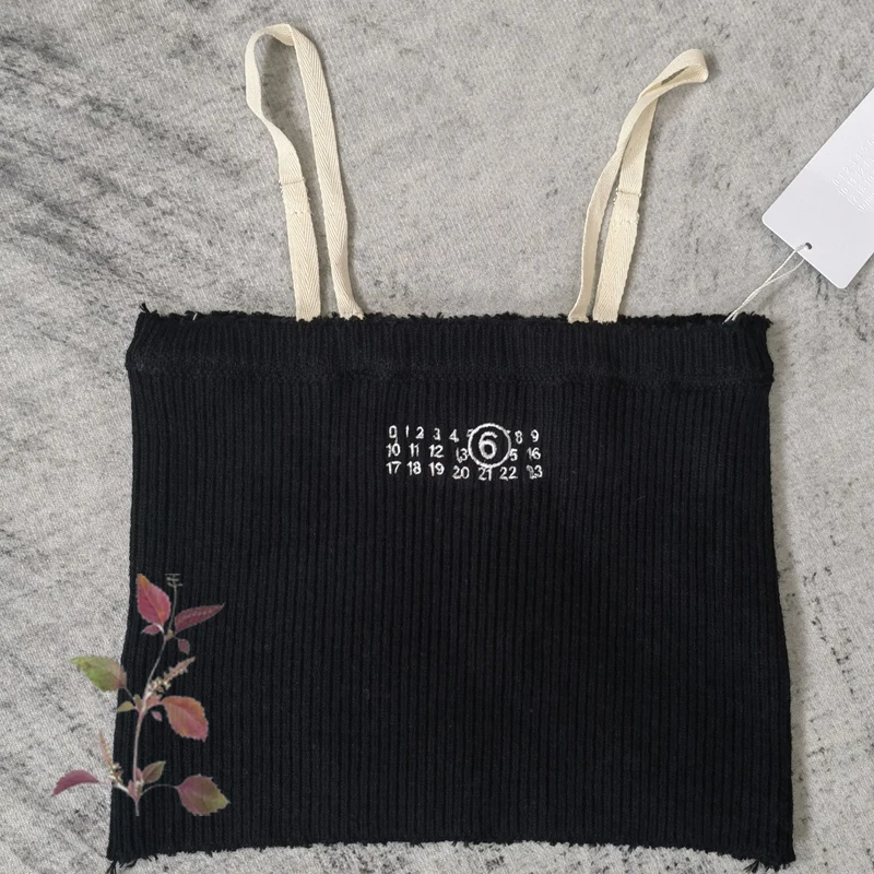 

Calendar Embroidery Alphabet Logo MM6 Margiela Tank Tops Youthful Vitality High Street Popular MM6 Margiela Camisole