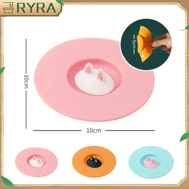

Colorful Suction Cup Cover Silicone Leakproof Cup Lid Cat Ear Tea Coffee Lids Home Supplies Drinkware Parts Sealed Cup Cover