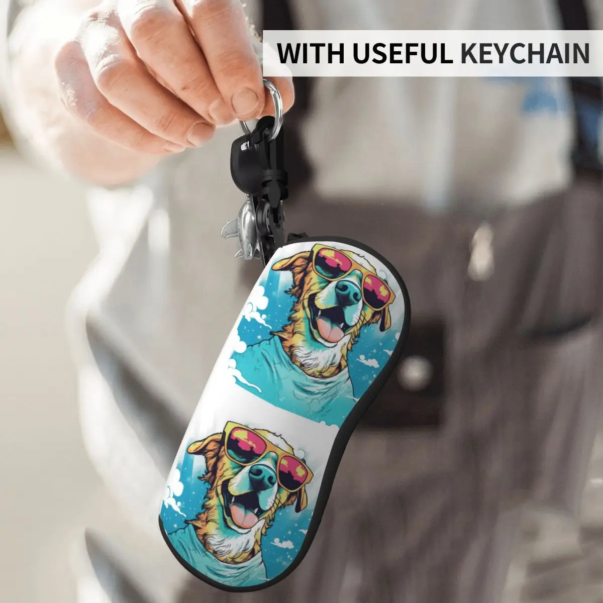

Dog Vertical Glasses Case Sky Crazy Travel Custom Sunglasses Pouch Retro Men Women Eyewear Bag