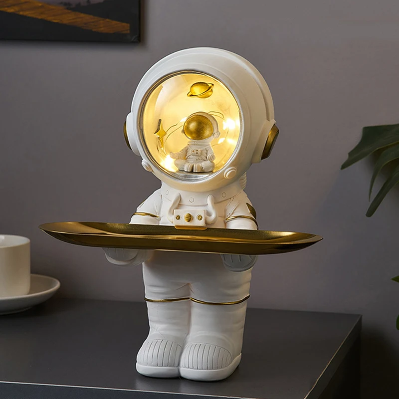 Home Decoration Astronaut Statue Storage Tray Nordic  Desk Astronaut Figurine Living Room Table Decor Key Storage Craft