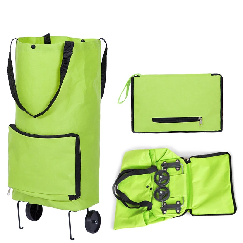 New Folding Shopping Bag Shopping Buy Food Trolley Bag On Wheels Bag Buy Vegetables Shopping Organizer Portable Bag  pouch