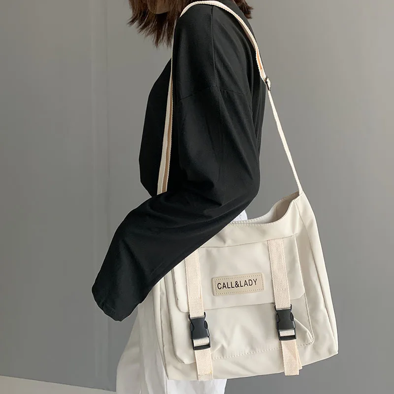 

Японская сумка через плечо, простая женская уличная мода, сумка-мессенджер через плечо, Студенческая Водонепроницаемая Холщовая Сумка