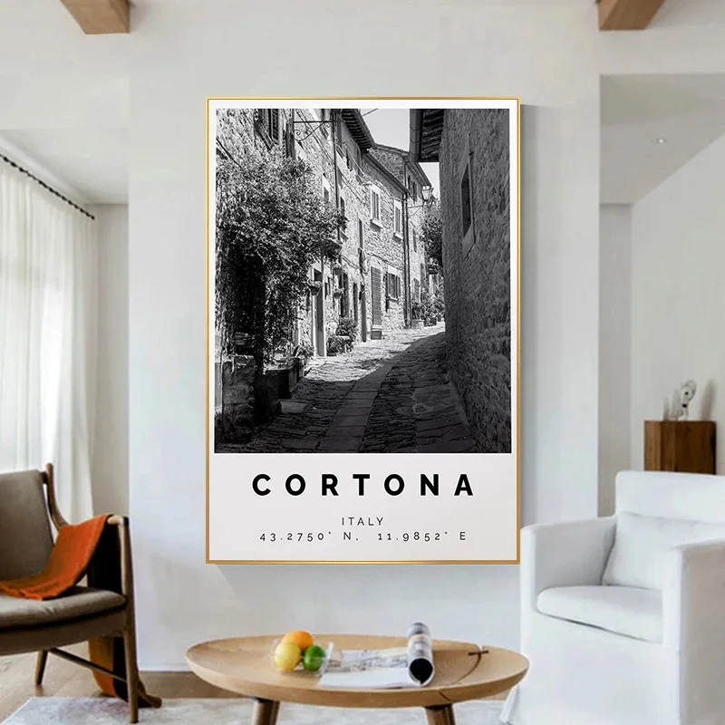 Винтажный итальянский городской пейзаж холст художественный принт вневременной