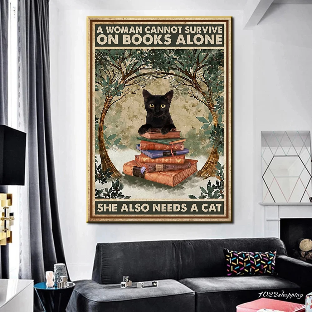 

Modern Poster Home Decor Animal Wall Art Canvas Painting She Needs A Cat HD Print Pictures Nordic Bedroom Decoration Modular
