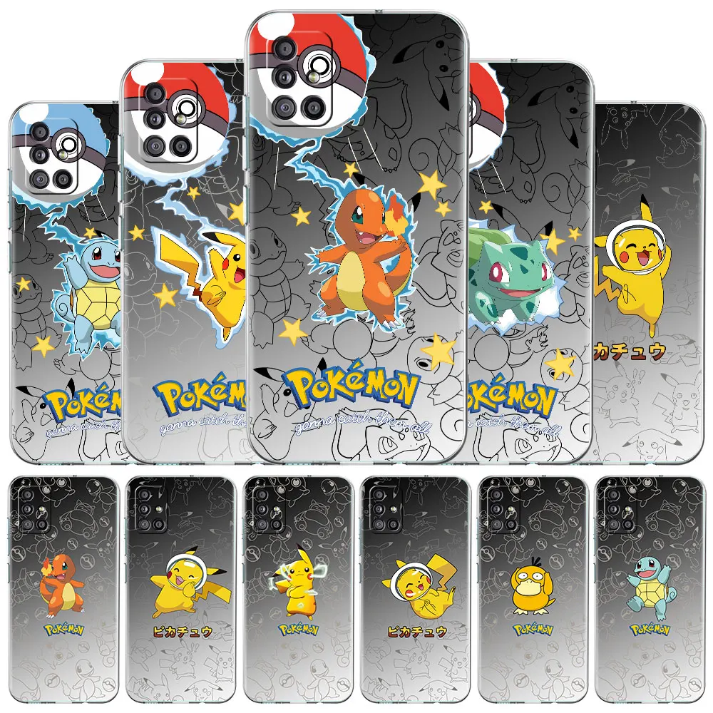 

Cellphone Case for Samsung A52 A53 A51 A50 A32 4G A12 A13 A22 A21s A71 A41 A33 A72 A73 5G A23 A20 Cover Pokemon Pikachu Squirtle