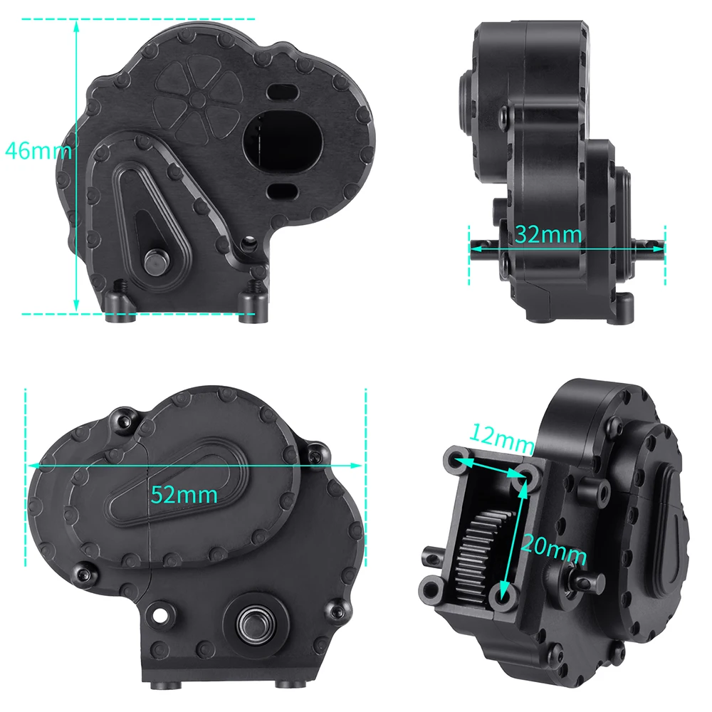 YEAHRUN черная металлическая коробка передач для осевого UTB18 Capra 1/18 RC багги модель