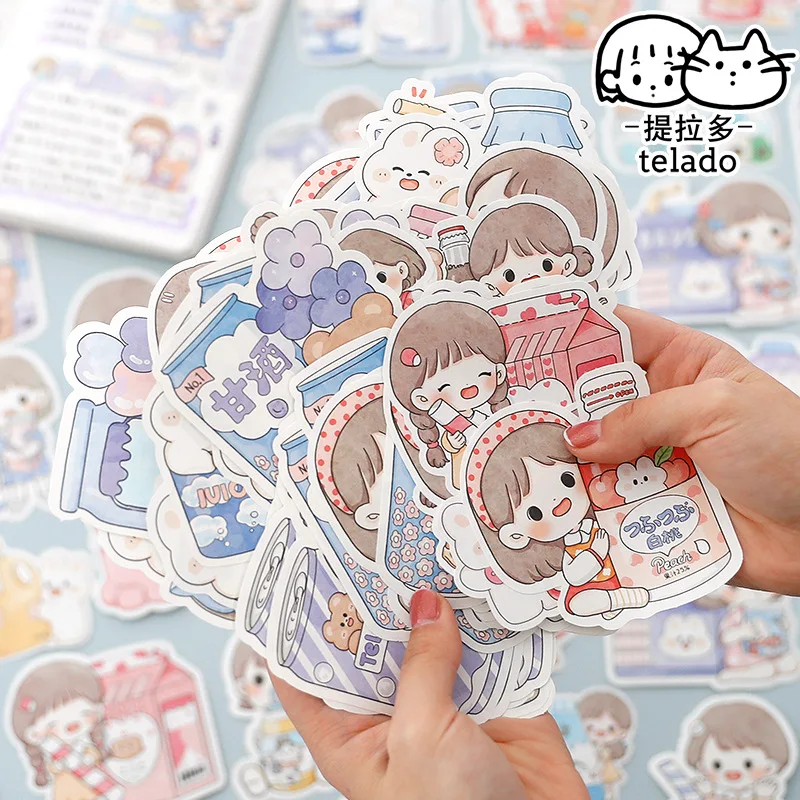 

100pcs Cute Bubble Ordinary Girl Journal Sticker Kawaii Cartoon Material Paper Deco Stationery Scrapbooking Diary DIY Lable