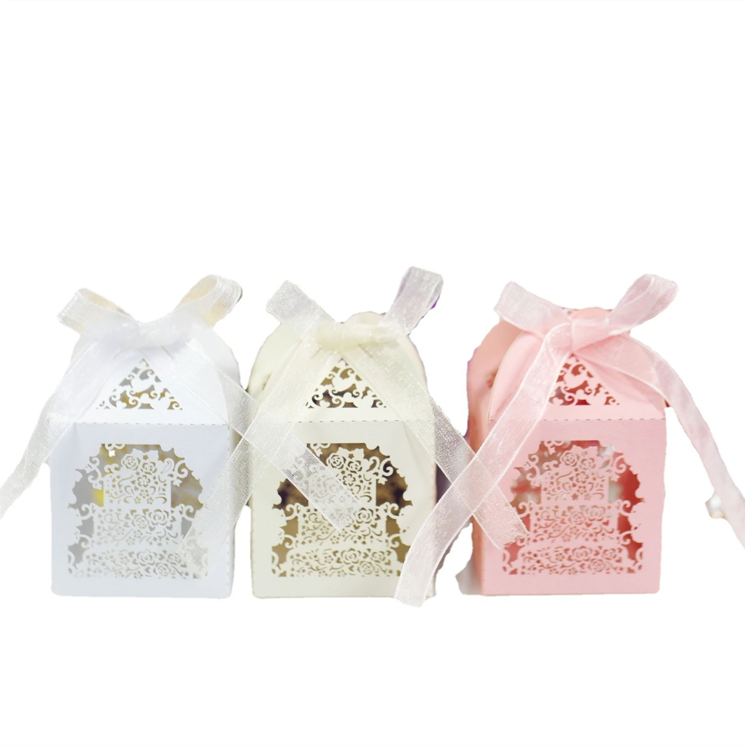 

10Pcs Hollowed Out Birthday Cake Party Candy Box Wedding Candy Box Wedding Birthday Cake Paper Box Rose Chocolate Packaging Box