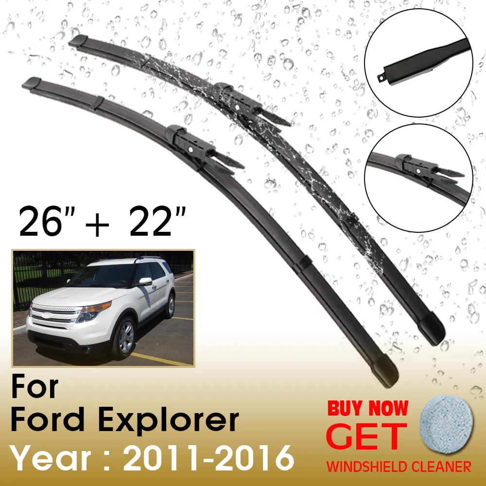 

Car Wiper Blade For Ford Explorer 26"+22" 2011-2016 Front Window Washer Windscreen Windshield Wipers Blades Accessories