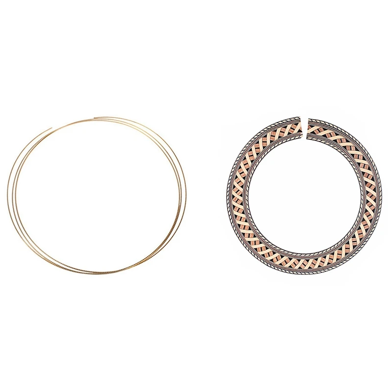 

1 Pcs 8Ft Golden Copper Fret Wire For Mandolin Banjo Cigar Box Guitar 1.5Mm & 1 Set Guitar Wood Inlay Soundhole