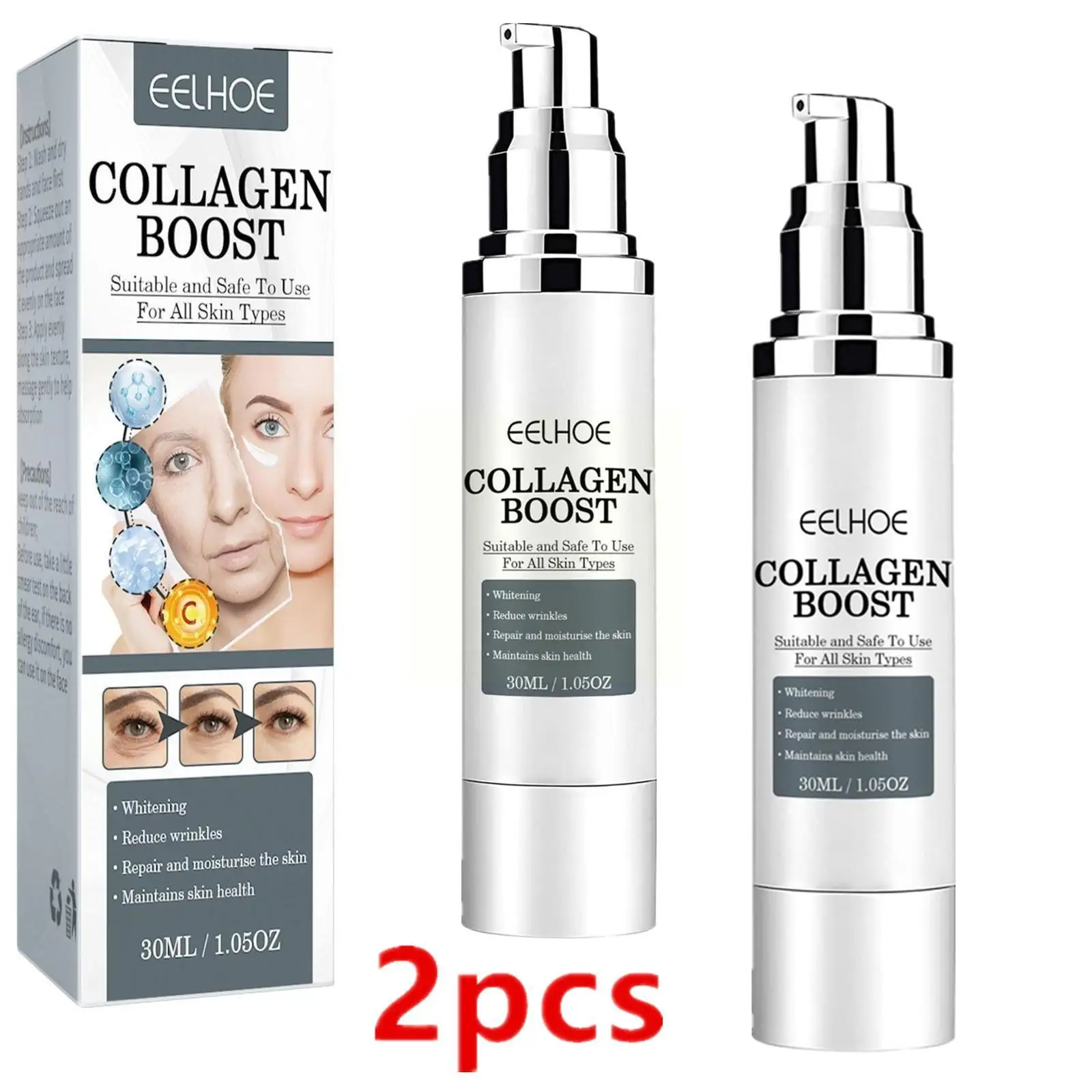 2pcs 30ml Collagen Boost Anti-Aging Serum Dark Spot Melanin Removal Wrinkle Face Pale Spot Dark Spot Corrector Serum Removi P5M1