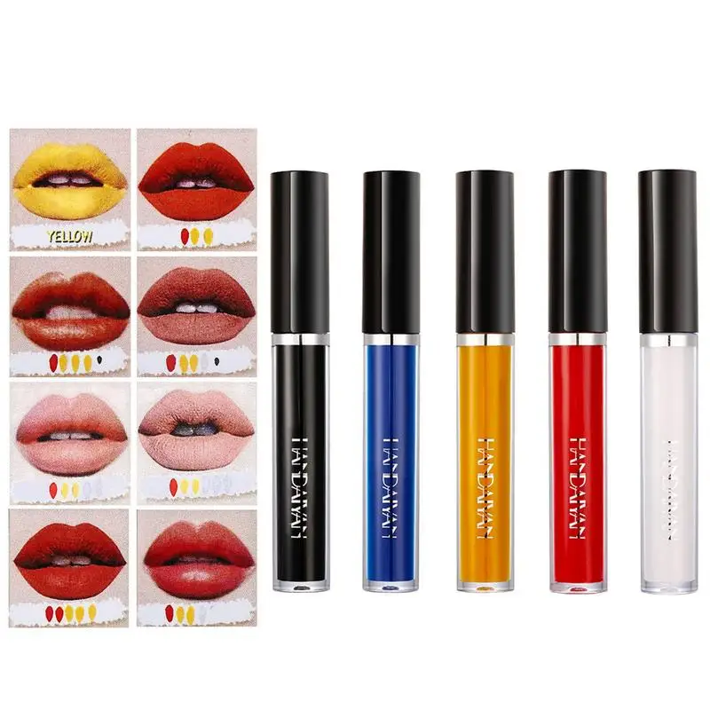 

5 Pcs Lip Gloss Set Non-Sticky Lip Glaze DIY Lip Shine Elasticity Highly Saturated Pigment Molecules Long-Lasting Moisturizer