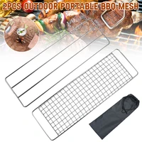 stainless steel bbq net mesh grate grid wire rack outdoor bbq party camping cooking replaceme picnic tool cooking rack