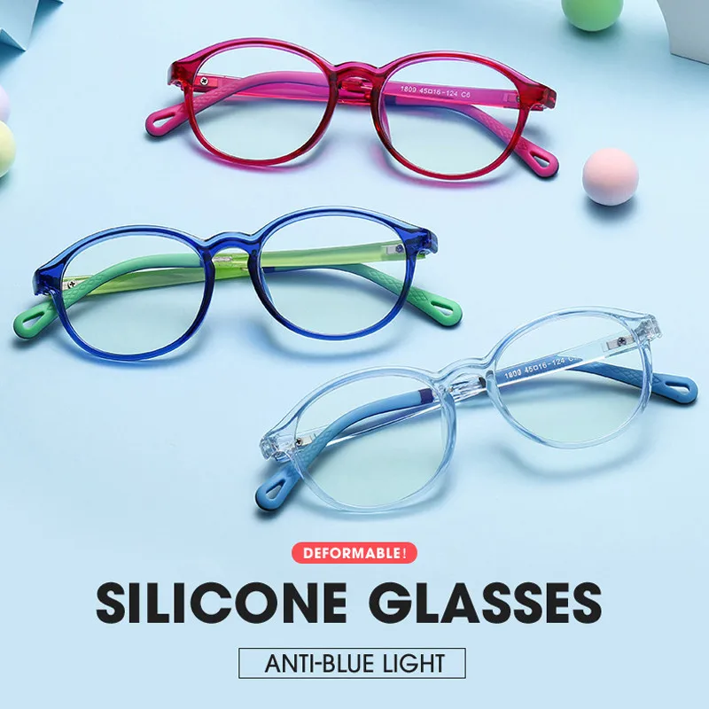 

Seemfly Anti Blue Light Blocking Glasses Kids Fashion Square Frame Clear Lens Computer Goggle Plain Mirror Children Eyeglasses