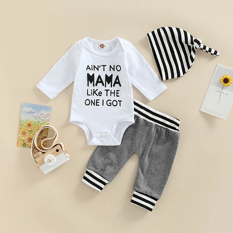 

SUNSIOM, детская одежда для мальчиков, Женский костюм с длинным рукавом и надписью, брюки с высокой талией и шапка в полоску