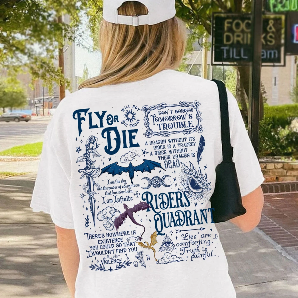 Футболка Basgiath War College с четвертым крылом подарки для влюбленных книг женские