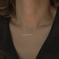 custom name necklace stainless steel gold choker personalized handwritten name pendant necklace jewelry for women gifts