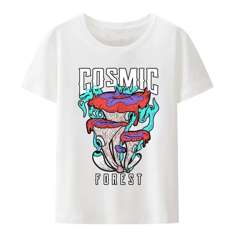 Футболка Cosmic forest мужская с принтом модная тенниска изображением грибов