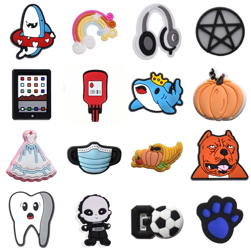 

Hot Sales 1Pcs PVC Shoes Charms for Croc Wristband Hole Slipper Decoration Accessories Wholesale DIY Pins Kids Adult Party Gifts