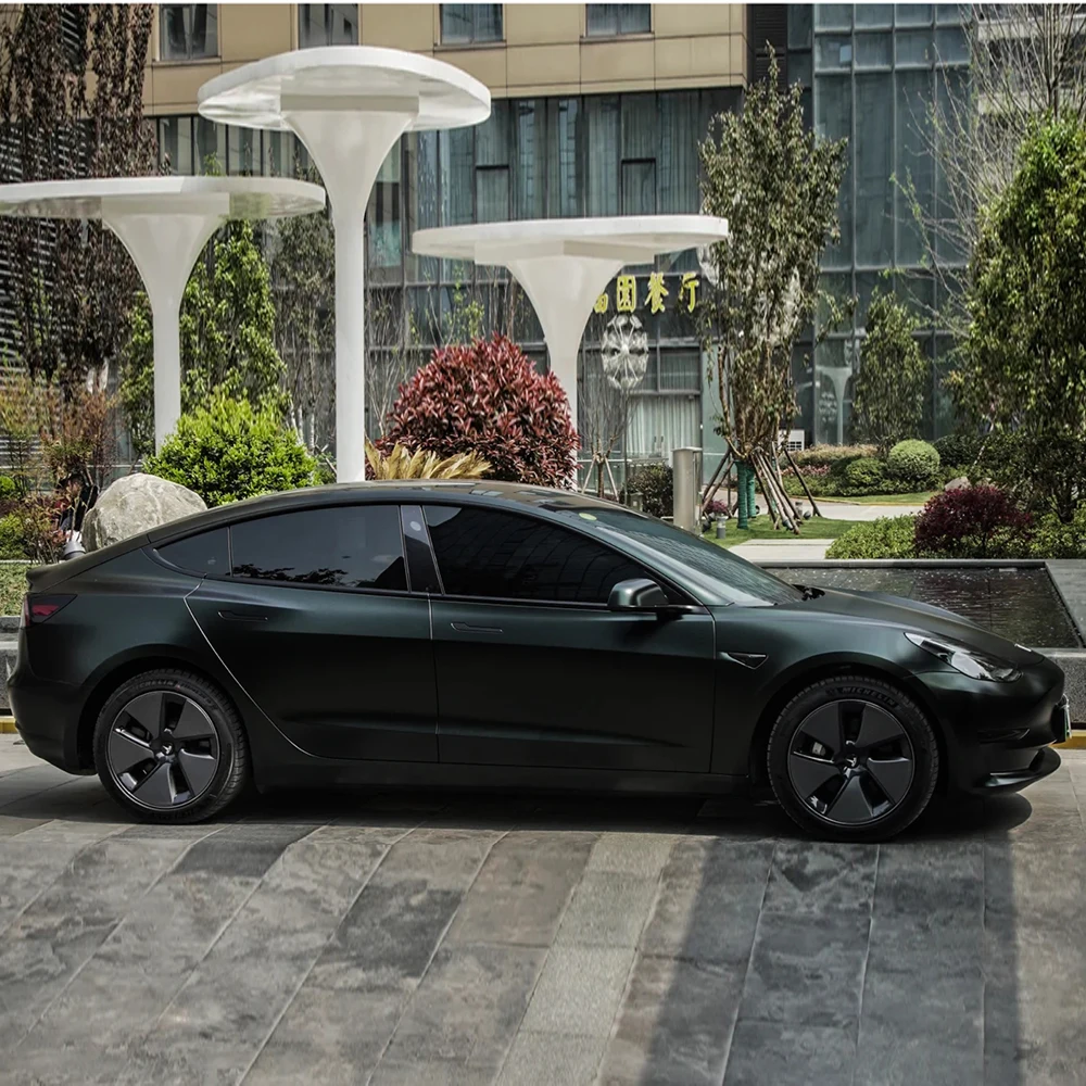 

1,52*18 м суперэластичная литая Автомобильная защитная пленка из тяжелого металла темно-зеленая матовая автомобильная пленка