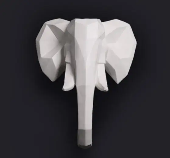 

BLACK WHITE WALL MOUNTED ELEPHANT HEAD TROPHY WALL ART PLAQUE HUNT SCULPTURE-FAUX TAXIDERMY MODERN HANGING HOME DECOR ORNAMNENT