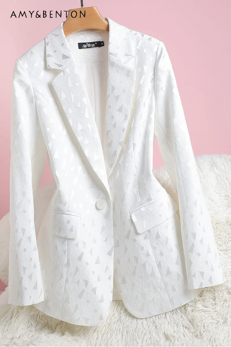 

Long Sleeve Suit Jacket Women's Spring Autumn New High-Grade Elegant Jacquard Clothes Small Suit Slim Fit Blazer Coat