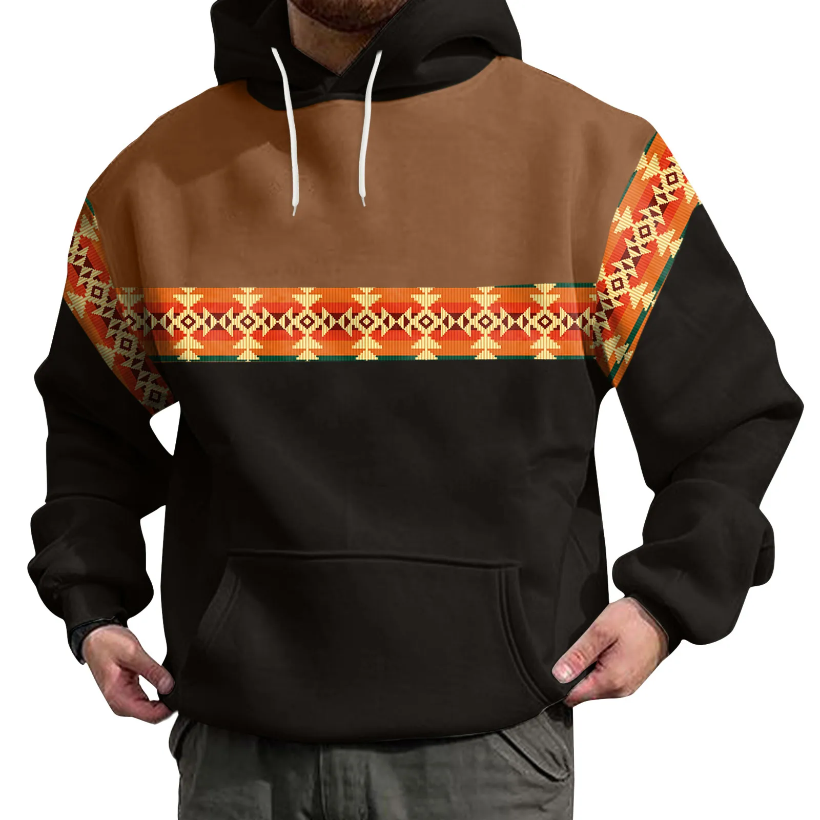 

Men Winter Autumn Casual O Neck Long Sleeve 3D Printed Hooded Sweatshirt Top Blouse Raising Sweatshirt