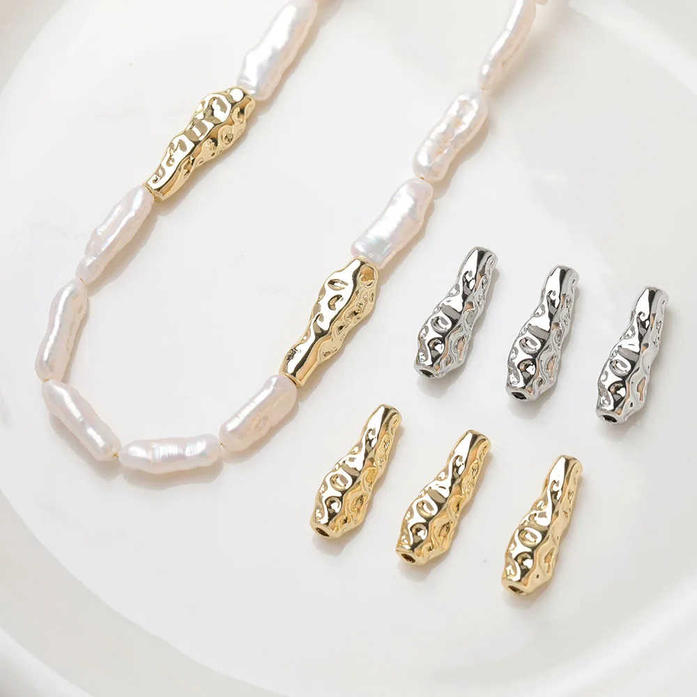 

Гальванизированные золотистые бусины 14K, удерживающие длинный корпус, вогнутые и выпуклые бусины, сделай сам, бусины для ожерелья ручной работы, материалы, аксессуары