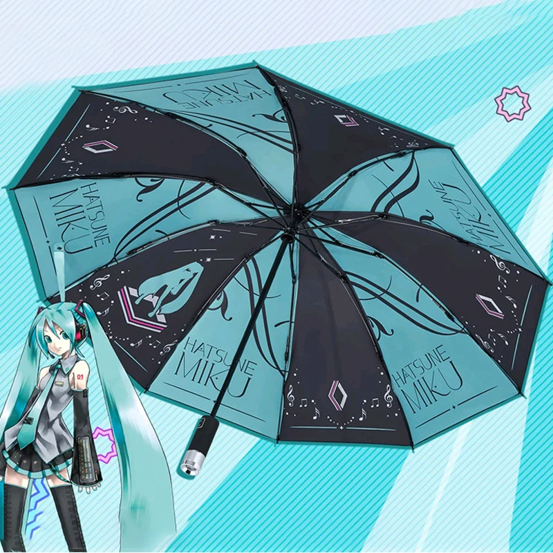 

Портативный складной зонт аниме Miku, солнцезащитные зонты с защитой от дождя и ветра, зонтик с защитой от УФ-лучей для женщин и девочек, рекви...
