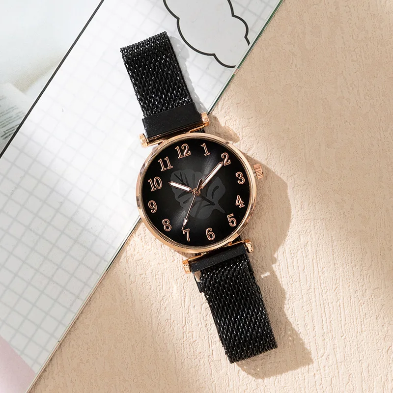 Модные цифровые женские часы с листьями для студентов впитывающие железные