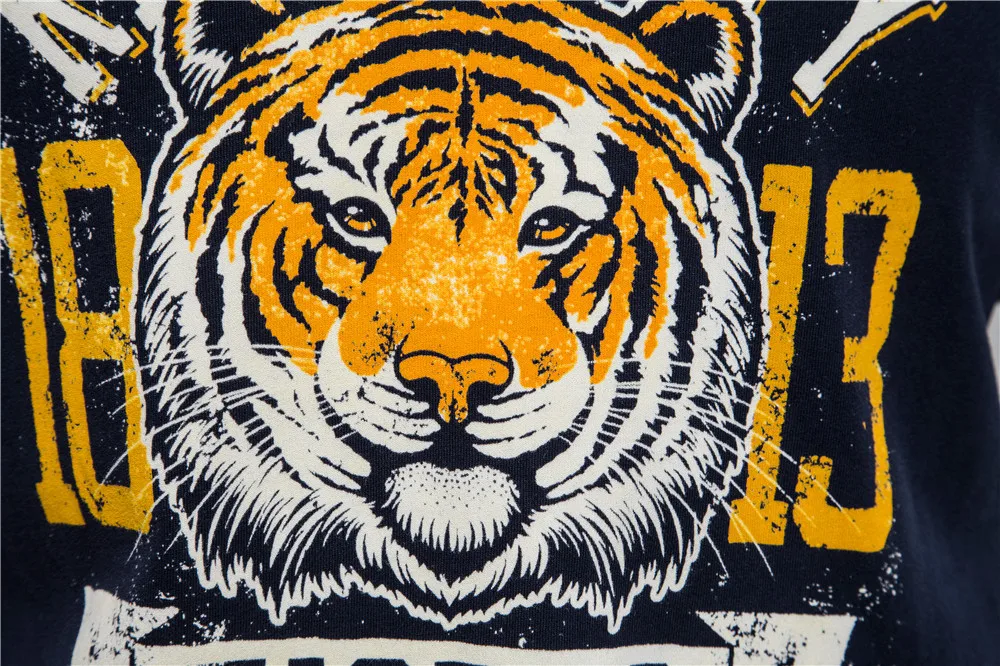 Футболка мужская с круглым вырезом повседневная тенниска принтом тигра модная