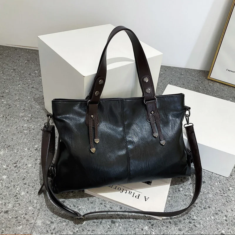 Купи Large Zipper Totes Bag office bags for women 2022 Trend Fashion Design Leather Shoulder Side Bag Shopper Handbags Messenger Bags за 1,835 рублей в магазине AliExpress
