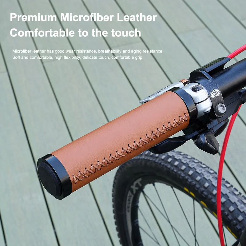 Кожаные Нескользящие амортизирующие Грипсы для руля велосипеда 135 мм