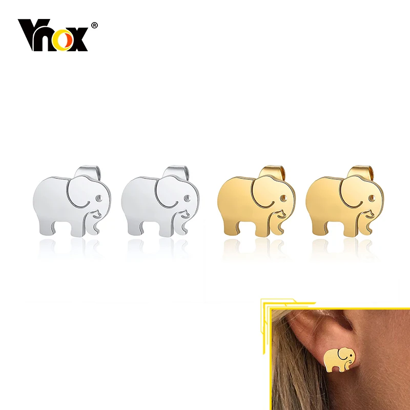 

Vnox Mini Elephant Stud Earrings for Women, Anti Allergy Stainless Steel Geometric Triangle Square Round Star Heart LOVE Earring