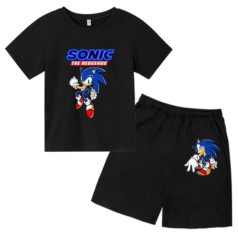 

New Summer Boys Girls Fashion Casual Cartoon Pattern Printed Kids T-Shirt + Shorts Set