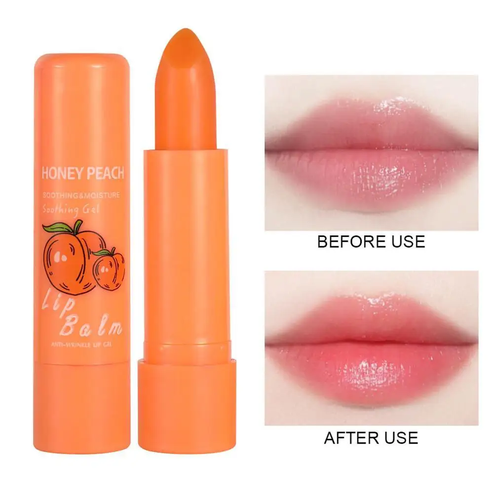 

Natural Temperature Change Color Lip Balm Peach Lip Gloss Jelly Lasting Moisturizing Sweet Cute Peach Lipstick