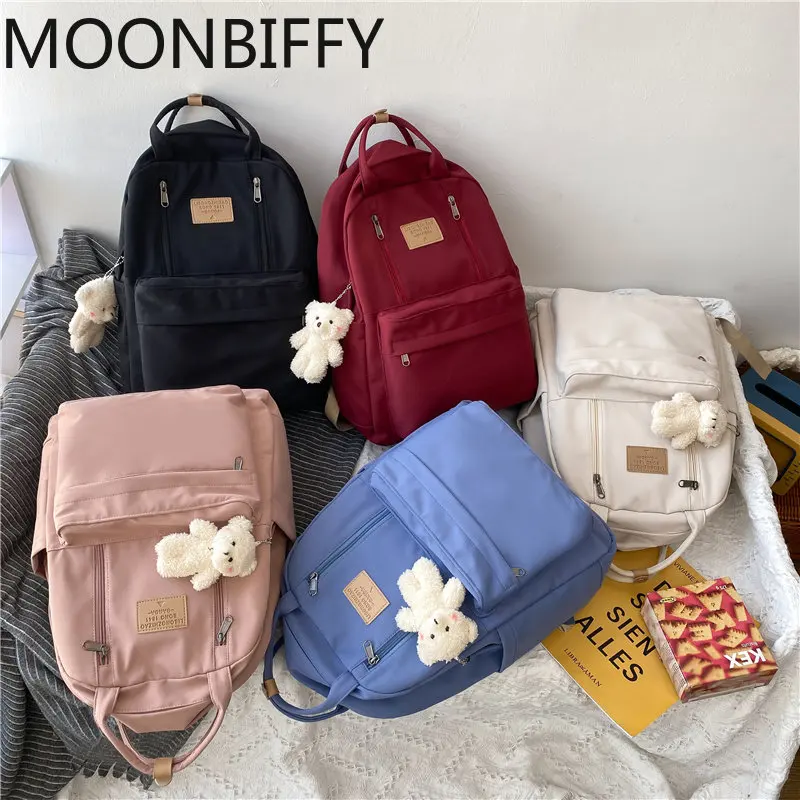 

Multifunction Double Zipper Women Backpack Teenager Girls Laptop Backpack Student Shoulder Bag Korean Style Schoolbag mochilas
