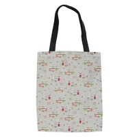 happy camper pattern portable shopping bag fashion outdoor travel handbag lightweight adult women bolso de mano