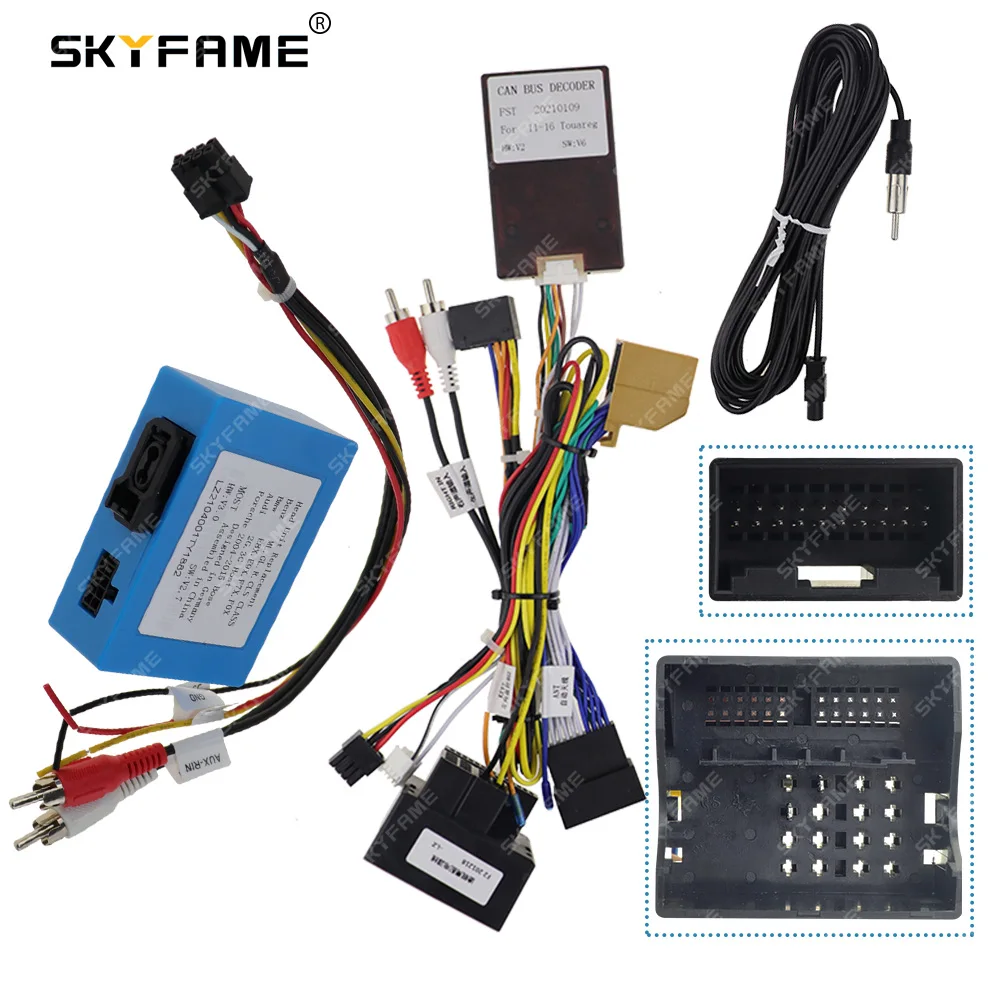 SKYFAME Car 16Pin Wiring Harness Android Radio Adapter Canbus Box Decoder For Volkswagen Touareg