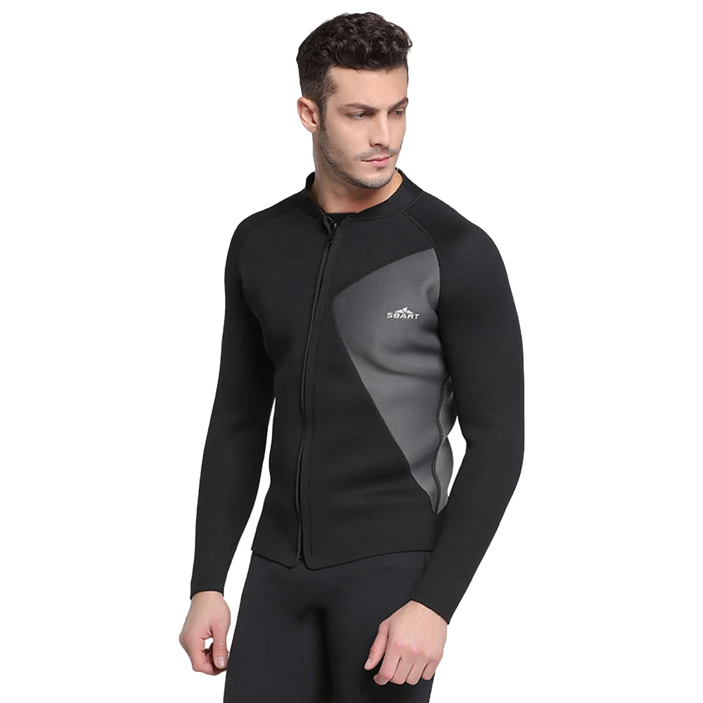 

3mm neoprene diving suit Men's split swimming snorkeling jacket Front zipper thermal jacket Water sports sailboat surfing suit