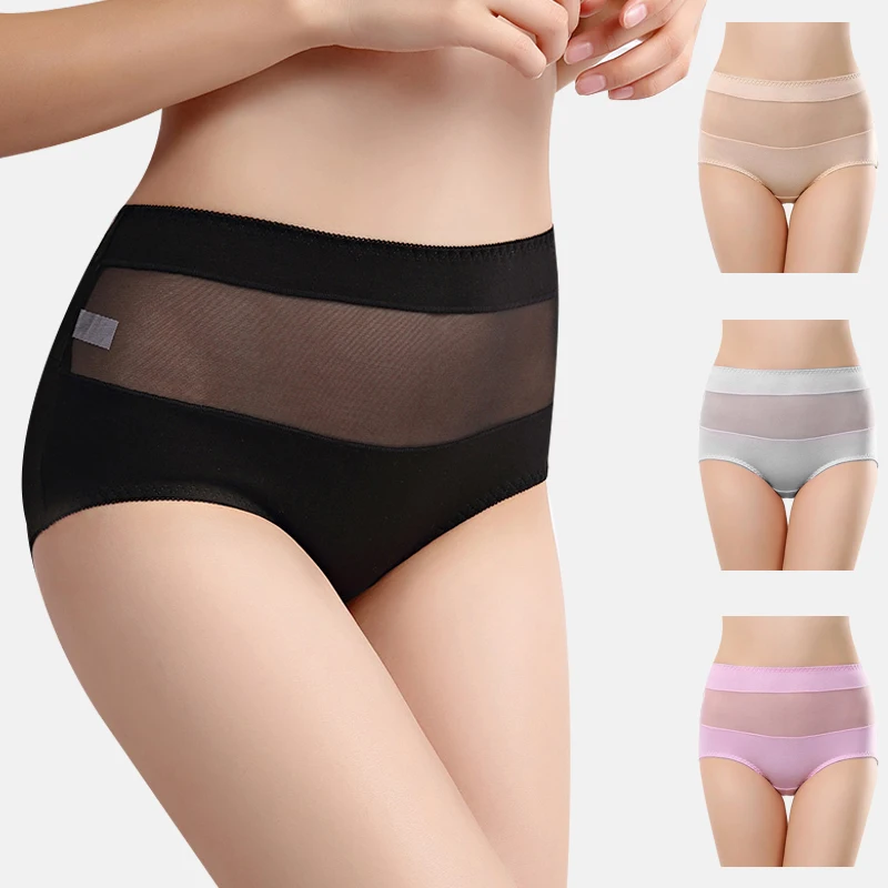 

Women Cotton Pants High-Waist Hip Lift Sexy High Elastic Briefs Plus Size Mesh Lace Sexy Ladies Pants Ropa Interior Mujer