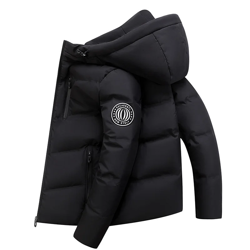 Мужской короткий пуховик с капюшоном белая куртка на утином пуху теплая парка