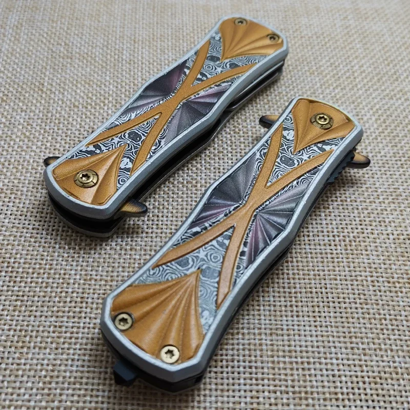 Быстрооткрывающийся складной нож из дамасской стали карманный Клинок с ручкой
