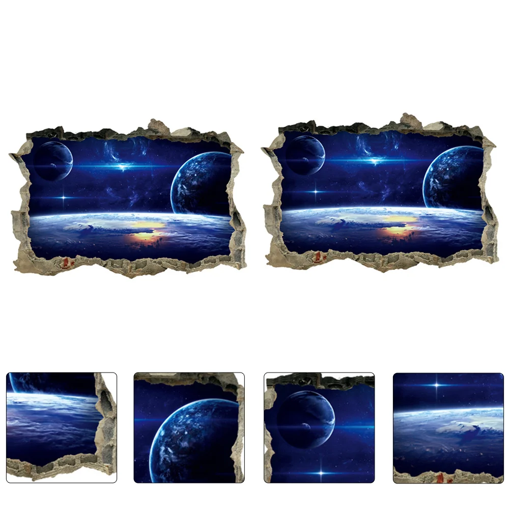 

Wall Sticker Space Stickers Decals 3D Planet Bedroom Outer Decal Decor Kids Solar Spacecraft Nine Nursery Party Favor Universe