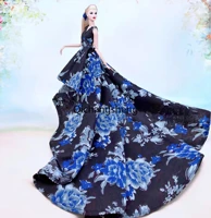 30cm doll dress blue flower black princess dress for barbie clothes clothing outfits fishtail wedding gown 16 accessories toys