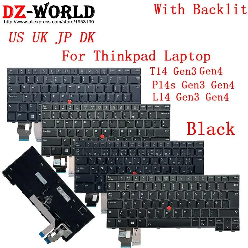 US UK English DK Danish JP Japanese Backlight Keyboard for Lenovo Thinkpad T14 P14s L14 Gen 3 4 G3 G4 Laptop 5N21D68058