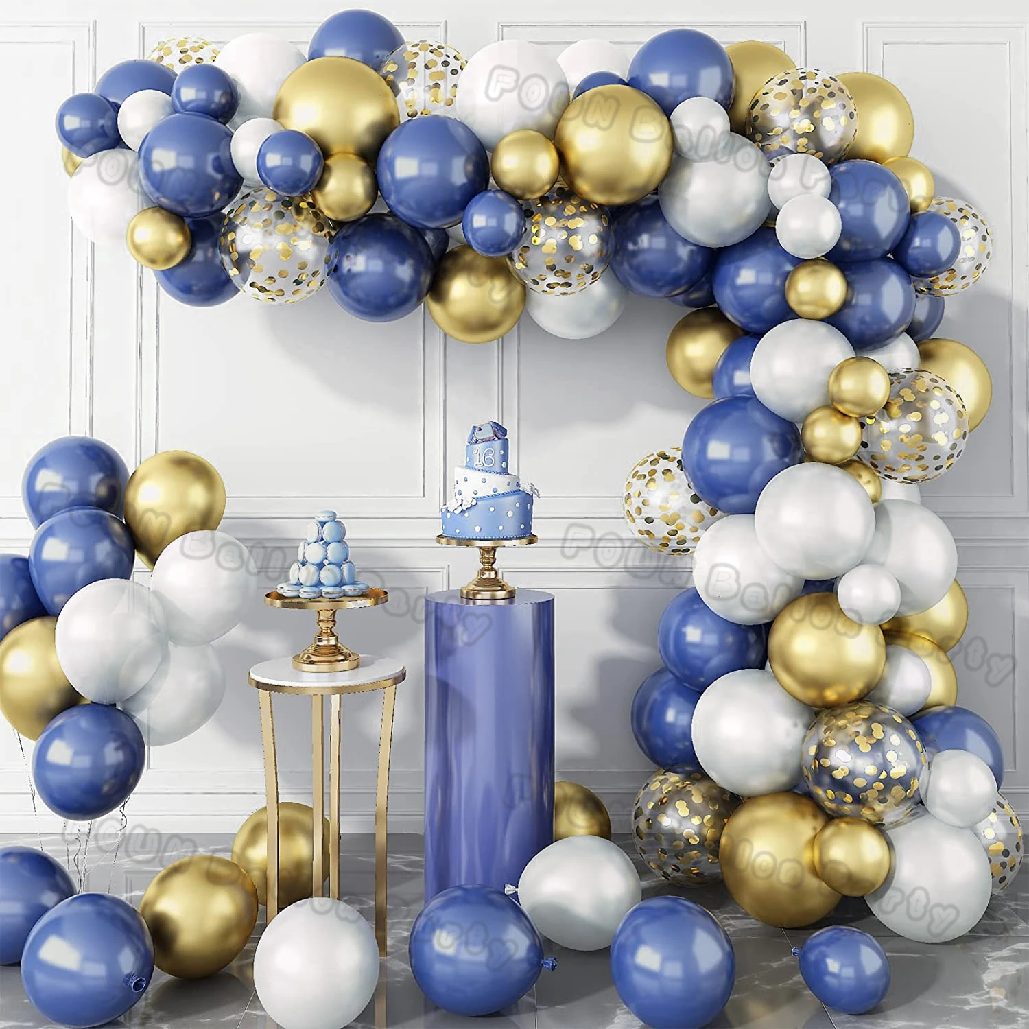 

Navy Blue White Balloon Garland Arch Kids Adult Wedding Event Party Confetti Metal Ballons Baby Shower Birthday Party Decoration