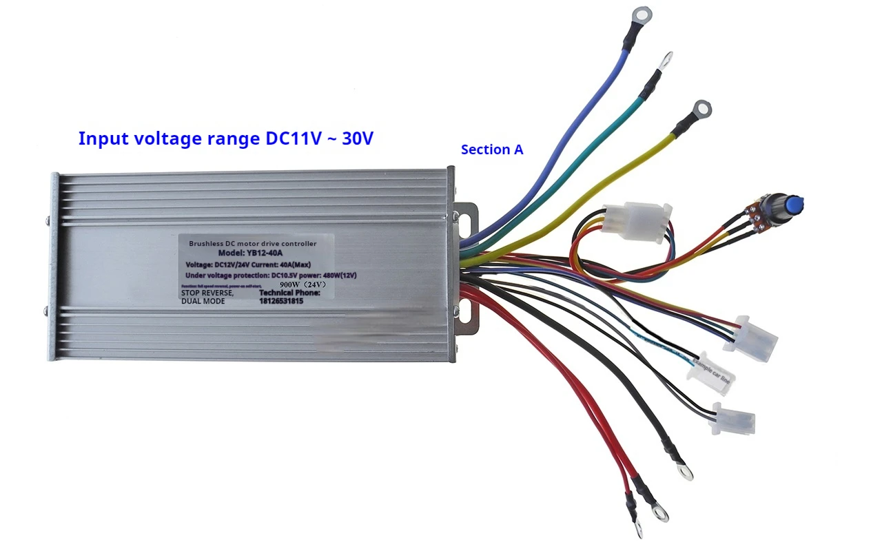 

Контроллер бесщеточного двигателя высокой мощности 12 В, 24 В, 36 В, 48 В Трехфазный двигатель с Холлом, двигатель газонокосилки, привод морского гребного винта