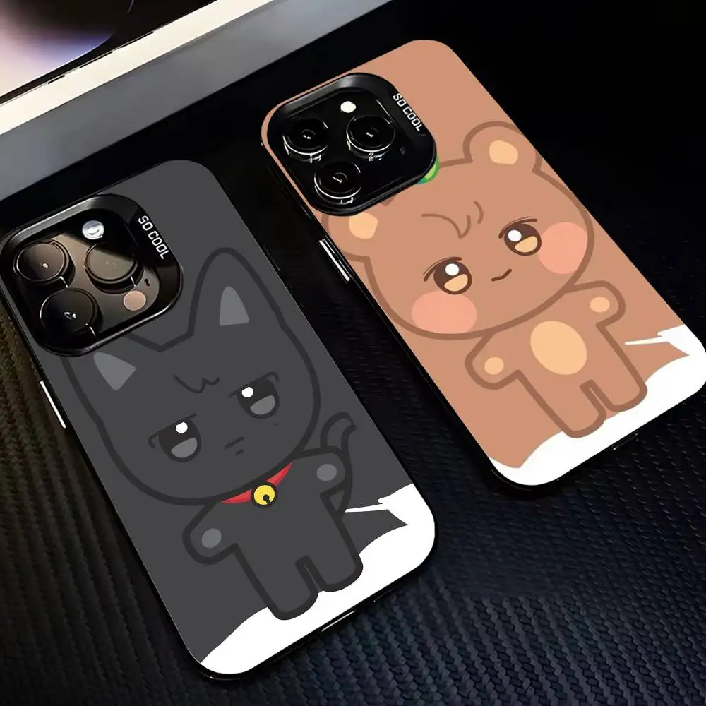 Фото C-Cute A-ANITEEZ чехол для телефона для iPhone 17 16 15 14 13 12 Pro Max серый черный матовый лазерный металлик Aurora Funda №1