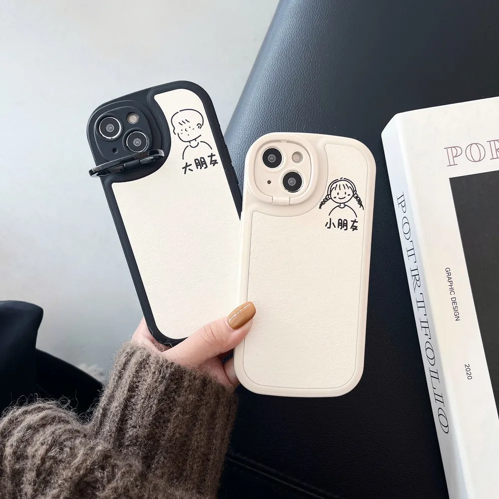 

Boy and Girl Pattern With Holder Phone Case For iphone 14 14Pro 14ProMax 11ProMax 11 12ProMax 12Pro 12 13ProMax 13 Soft Shell